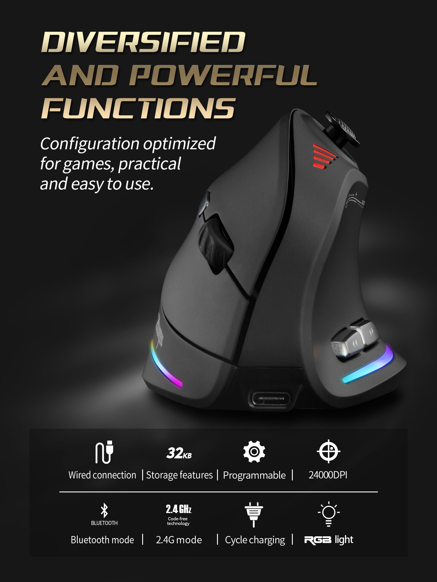 Bezprzewodowa pionowa mysz Jom – Esports Gaming Controller recenzja i cena